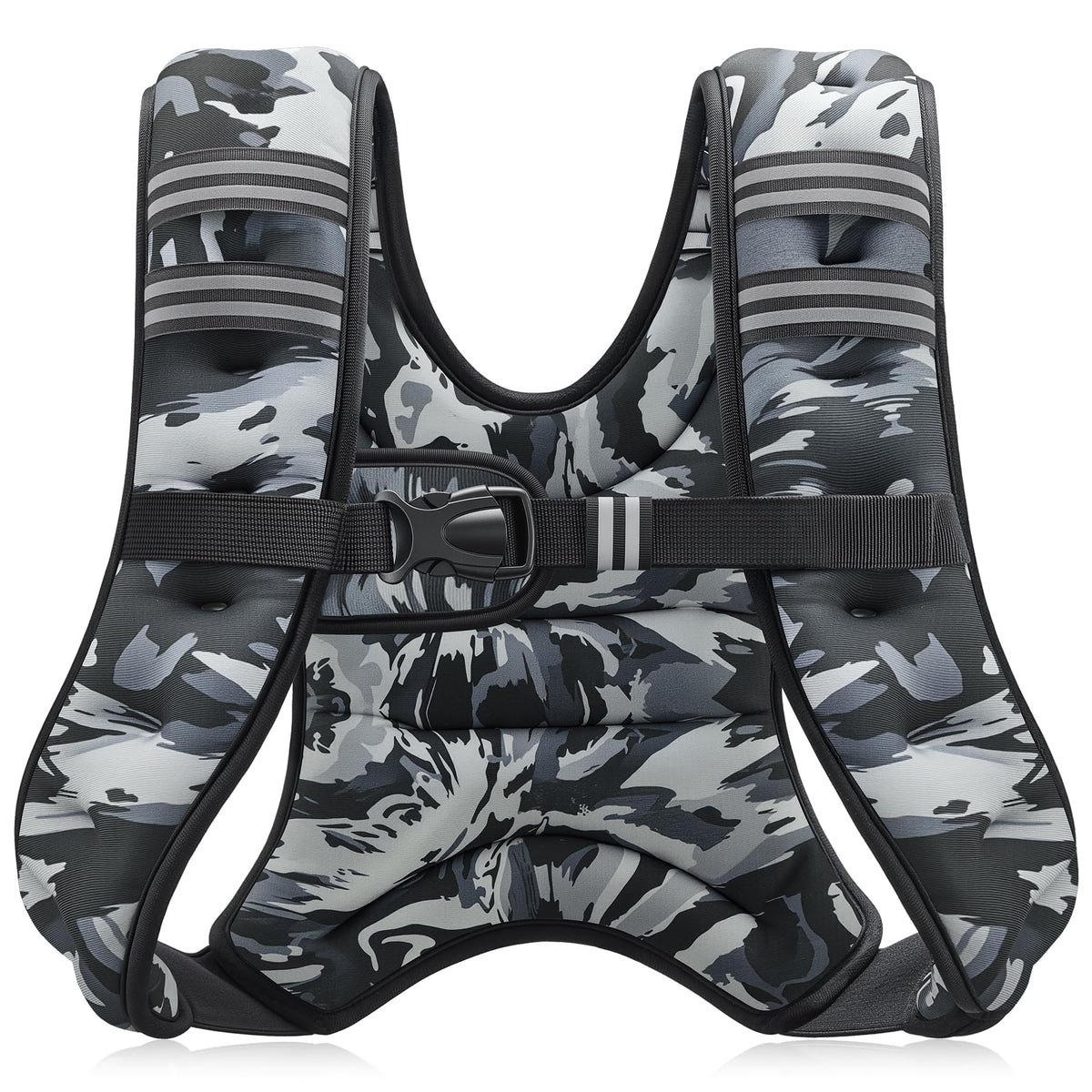 ZELUS Weighted Vest, 6lb/8lb/12lb/16lb/20lb/25lb/30lb Weight Vest for Men Women with Storage Pocket & Reflective Strips for Workout Strength Training Running Muscle Building, Gray Camo (12 lb)