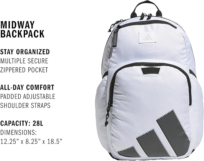 adidas Midway School Backpack – Bookbag for Laptop Work Travel, 28L
