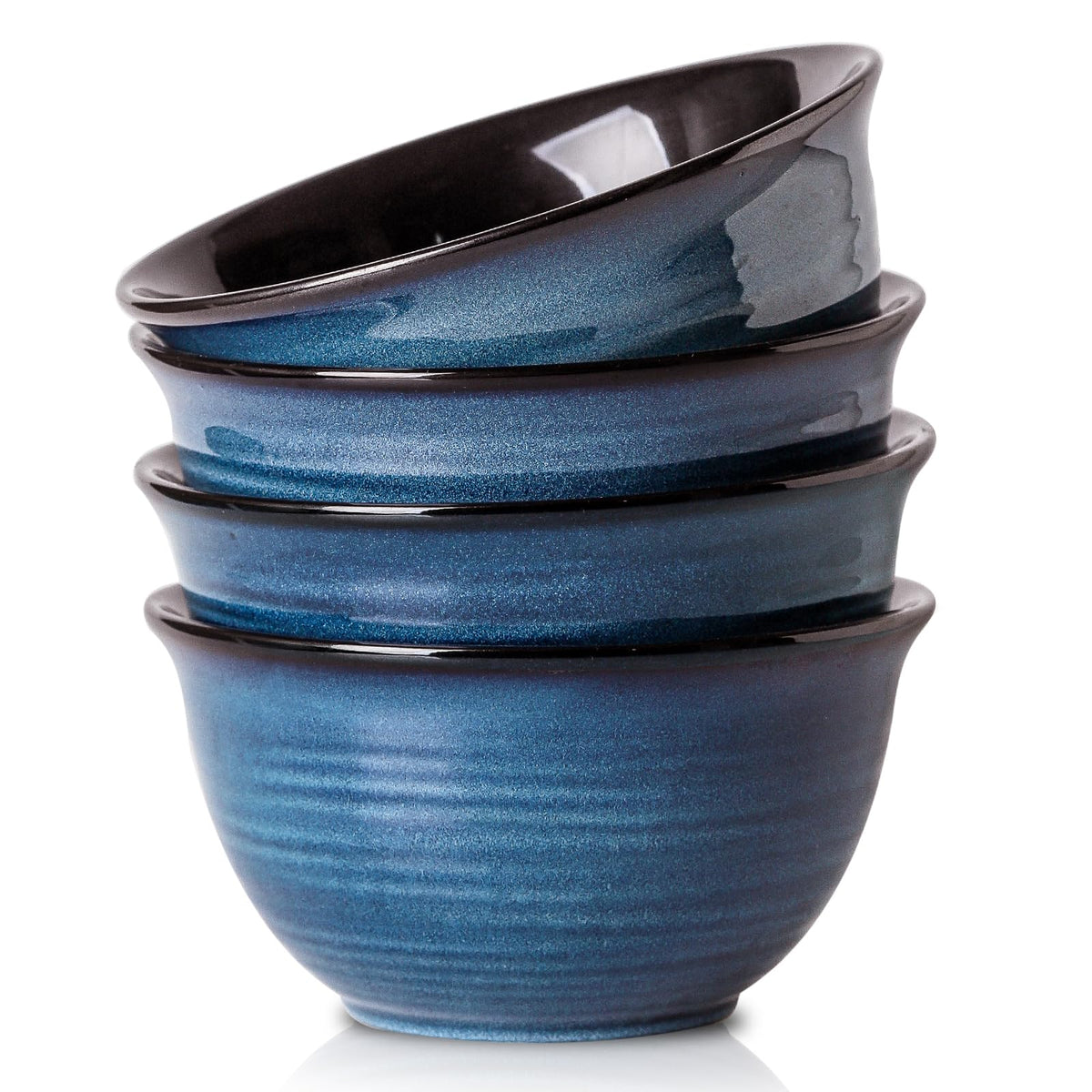 HASENSE Ceramic Serving Bowls Set of 4, 2.1/1.5/1.0/0.5 Qt White & Terracotta Stoneware Mixing Bowls, Farmhouse Bowls for Cooking, Prepping, Salad & Soup, Dishwasher & Microwave Safe, Serving Dishes