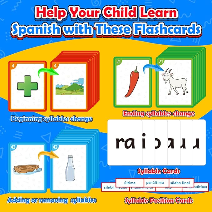 Spanish Learning Word Building Pocket Chart for Kids, Spanish Vocabulary Games Toddler Flash Cards Sight Words Flashcards Languages Spelling Reading Phonics Games for Kindergarten Preschool