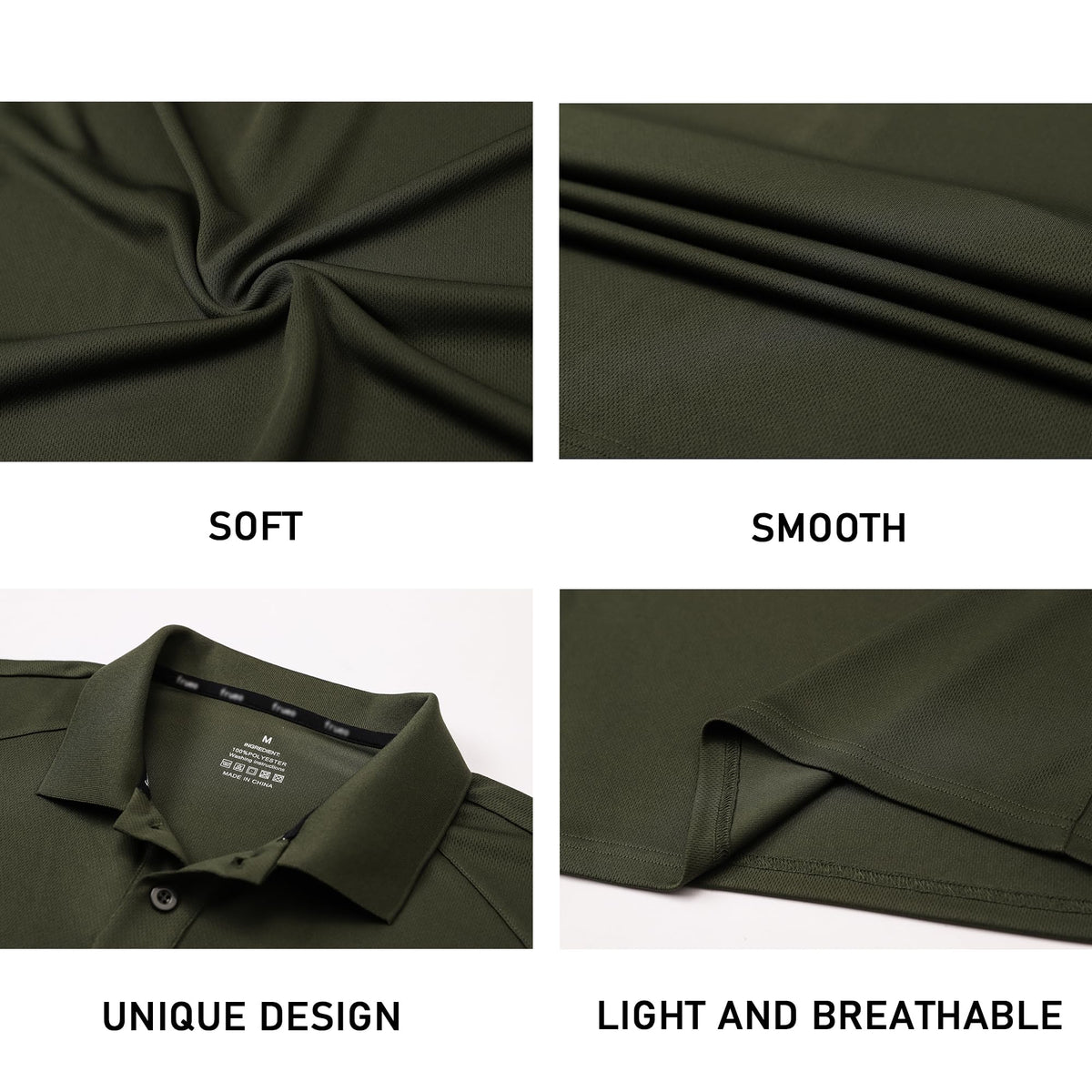 frueo Men’s 3 Pack Polo Shirt Moisture Wicking Dry Fit Performance Athletic Short Sleeve Golf Shirt,0427,Black Grey Green,L