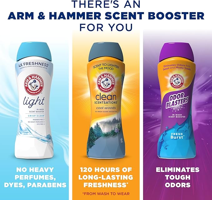 ARM & HAMMER Clean Scentsations In-Wash Scent Booster, Cool Woods scent, 24 Oz