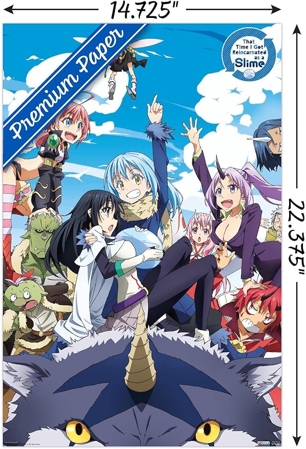 Trends International That Time I Got Reincarnated As A Slime - Group Wall Poster, 14.725" x 22.375", Premium Poster & Mount Bundle