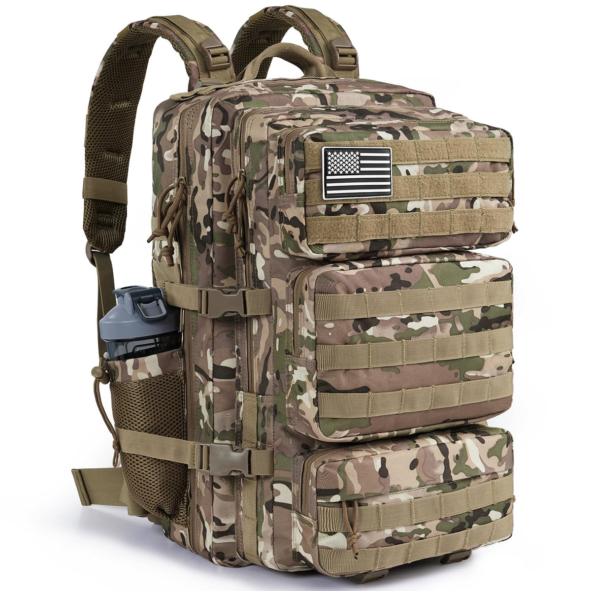 kookoomia Military Tactical Backpack 25L Day Backpack for Men Molle Army 3 Days Assault Pack Bug Out Bag Water Resistant and Heavy Duty Hiking Treeking Rucksack - Camouflage
