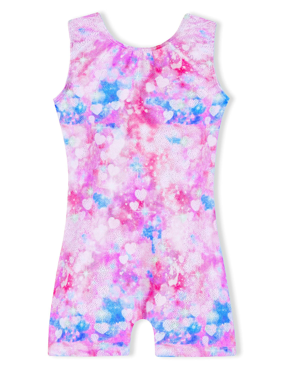 Domusgo Gymnastics Leotards for Girls 1t 2t Sparkle Pink Rainbow Love Heart Biketard with Shorts