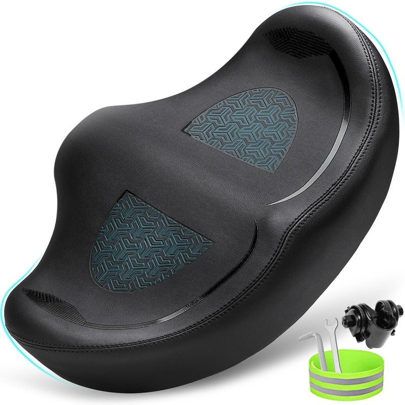 CDYWD Noseless Oversized Bike Seat for Men Women Comfort, Extra Wide Padded Bicycle Seat Cushion, Large Comfortable Bike Saddle for Peloton, Stationary Exercise Bike, Beach Cruiser, City Bike, Ebike
