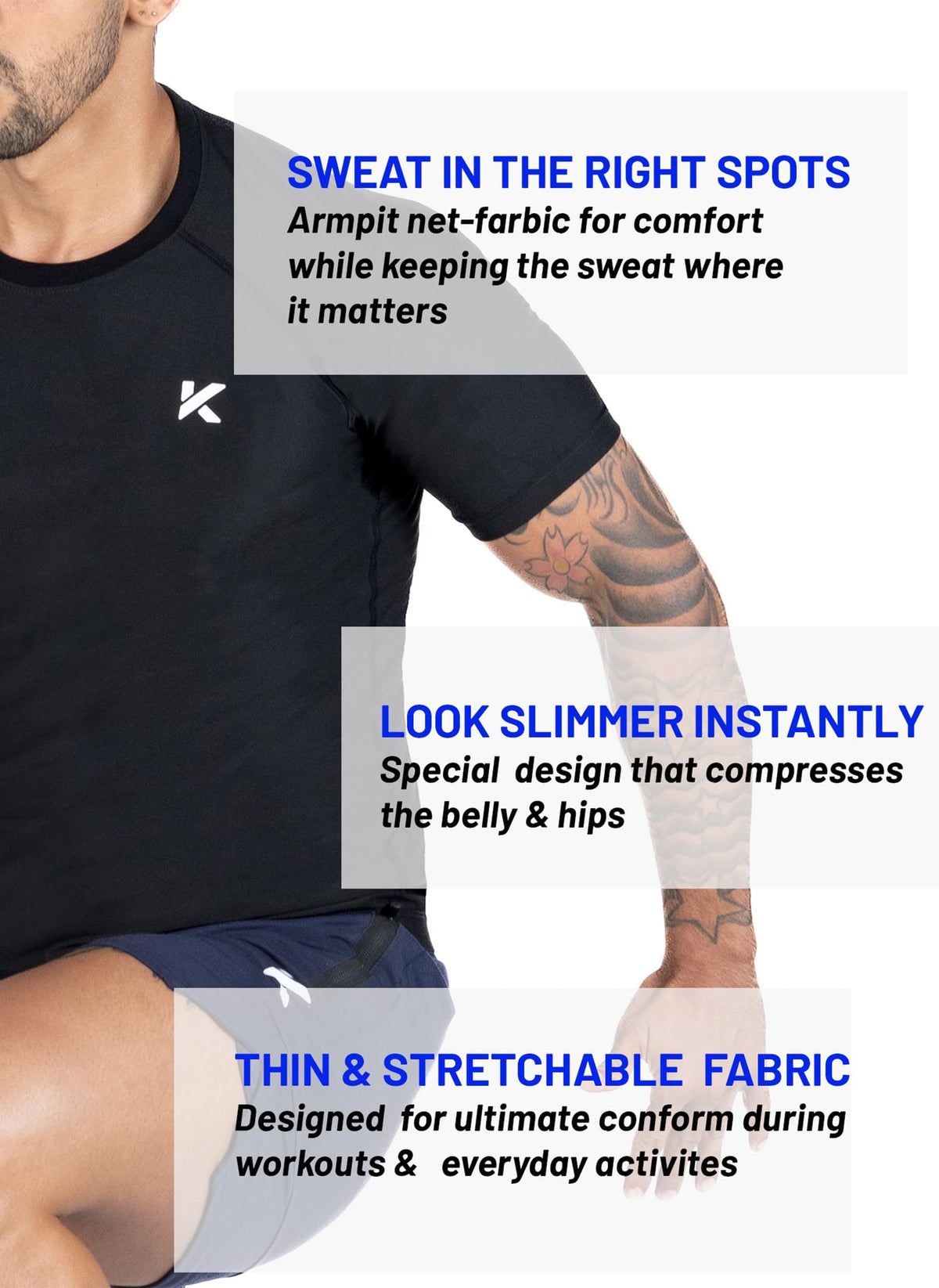 Kewlioo 3 Pack Sauna Shirt for Men - Original Heat Trapping Sweat Vest, Sauna Suit For Men, Compression Workout Sweat Suit for Gym, Workouts