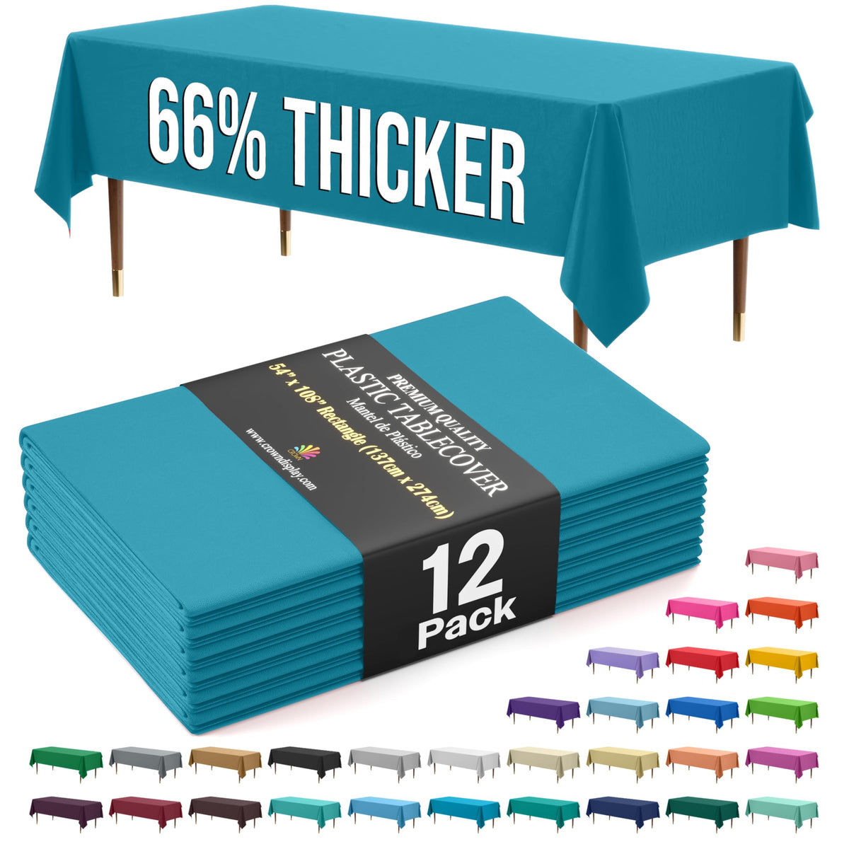 Exquisite Party Solids 66% Thicker Premium Plastic Table Cloth Rectangle Table Cover 0.5 Mil 12 Pack Red Table Cloth 54 Inch x 108 Inch Disposable Tablecloth Won't Tear Easily Like Cheap Thin Brands