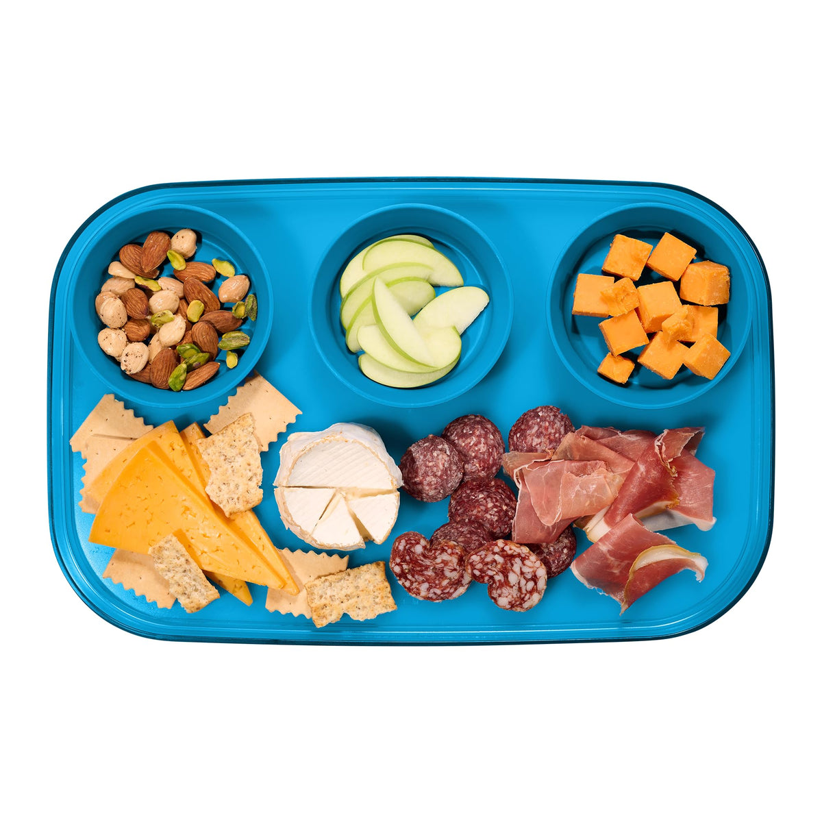 madesmart dipware 3 Bowl Serving Tray, Stackable & Removable Dip Bowls for Charcuterie, Guacomole, Snacks, Veggies, Premium Dishwasher & Microwave Safe, Multipurpose Plate & Bowl, Olive
