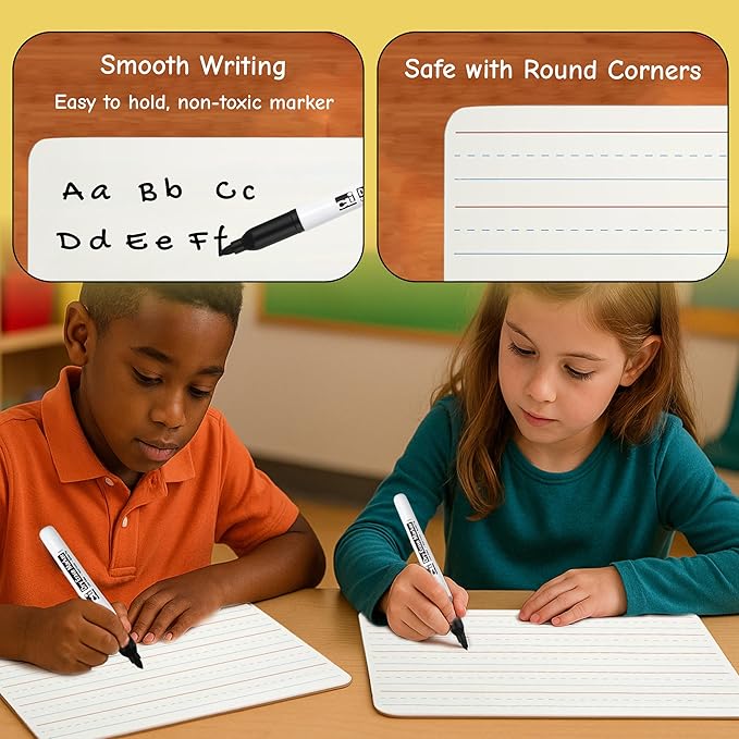 Charles Leonard Dry Erase Board Classroom Pack - Mini Lapboard School Supplies – Set of 12 Two-Sided Plain/Lined Dry Erasable White Boards, 9x12 Inches (35120)