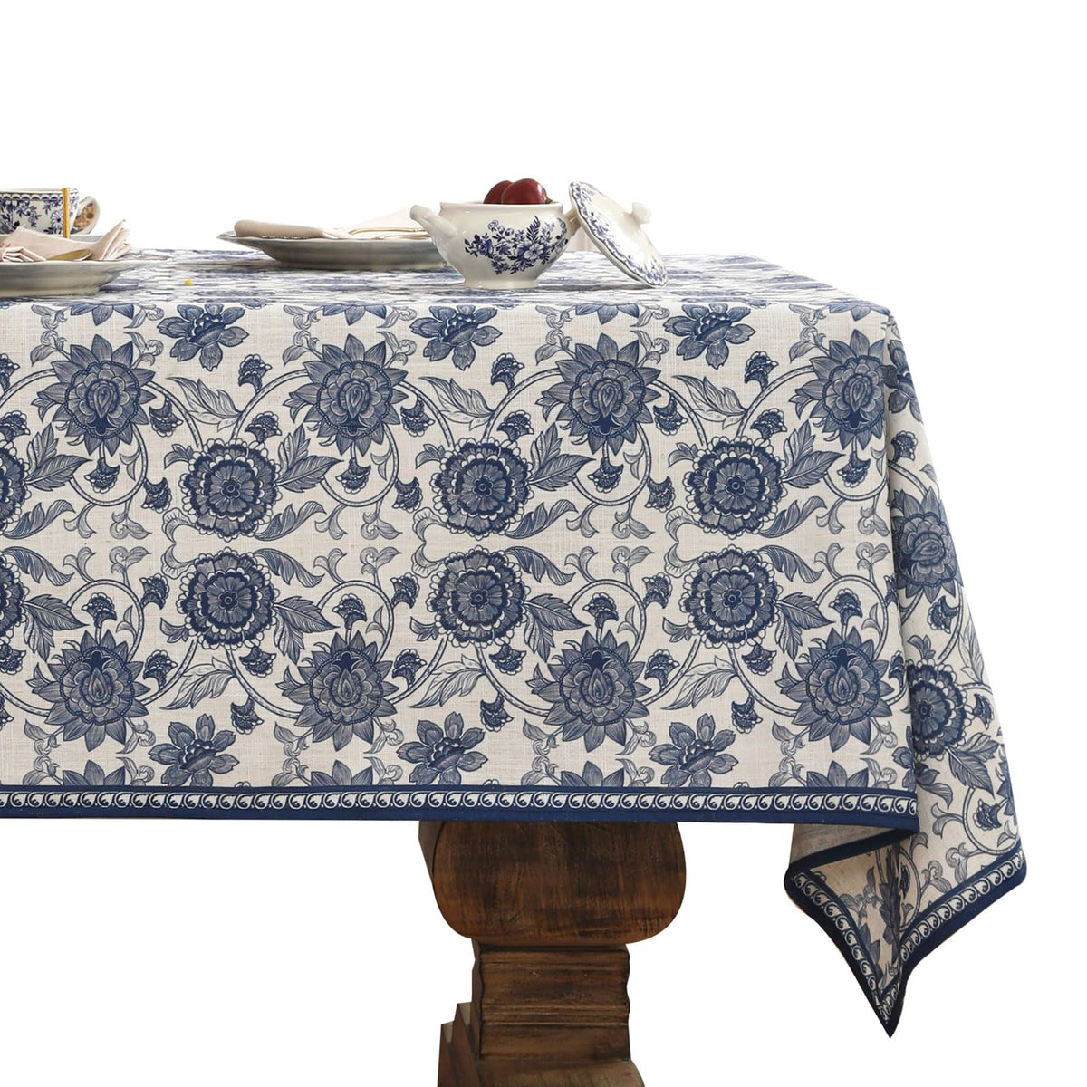 patdrea Vintage French Linen Tablecloth,Rectangular,87"x55"-Wensel