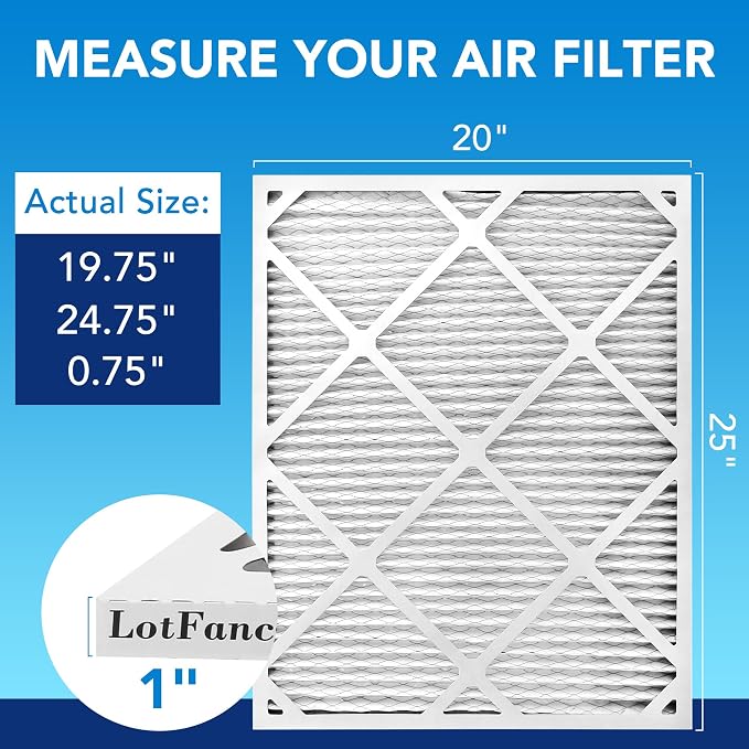 LotFancy 20x25x1 Air Filter MERV 13 4-Pack, Electrostatic Pleated HVAC Furnace