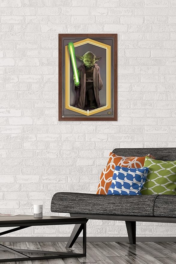 Trends International Star Wars: The High Republic - Yoda Wall Poster, 14.725" x 22.375", Mahogany Framed Version