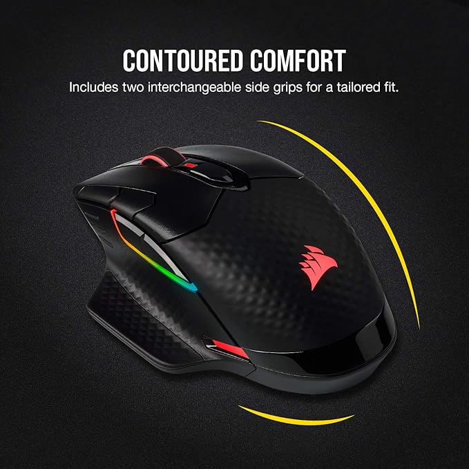 Corsair Dark CORE RGB PRO SE Wireless FPS/MOBA Gaming Mouse with Qi Charging – 18,000 DPI – 8 Programmable Buttons – Sub-1ms Wireless – iCUE Compatible – PC, Mac, PS5, PS4, Xbox – Black