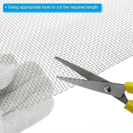 PATIKIL 40" L x 10" W Woven Wire Mesh, 6 Mesh 316L Stainless Steel Air Vent