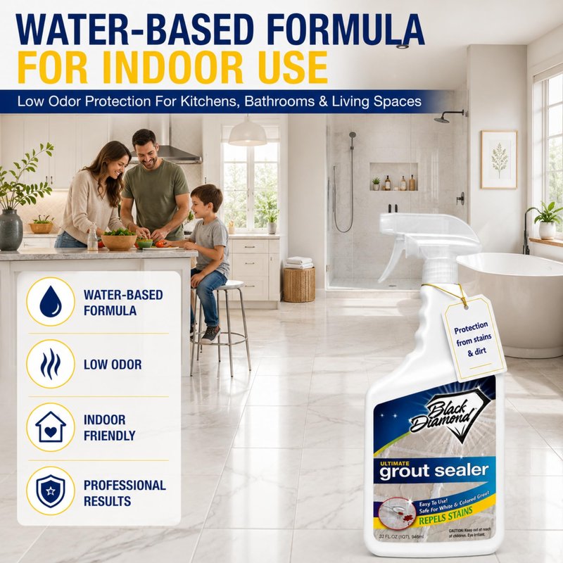 ULTIMATE GROUT SEALER – Professional Strength Tile, Stone & Grout Protection for Showers, Floors & Backsplashes | Easy-Clean, Stain & Moisture Repellent – Low Odor Contractor Grade (Quart)