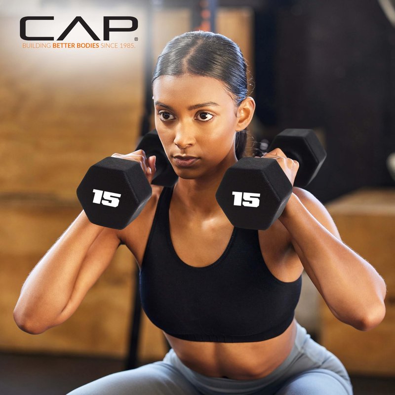 CAP Barbell 8 LB Neoprene Dumbbell Hand Weights - Pair | Black