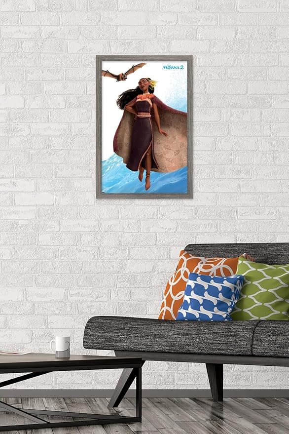 Trends International Disney Moana 2 - Matangi Wall Poster, 22.4L x 14.7W, Barnwood Framed Version