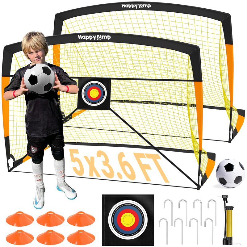 Happy Jump Soccer Goal Soccer Net for Kids Backyard 5x3.6ft, 2 Set