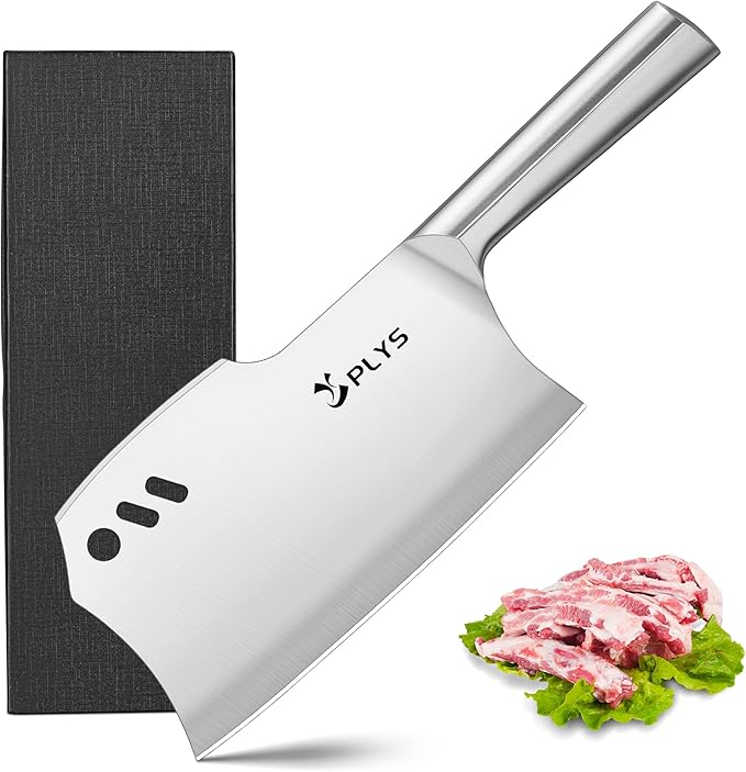 Plys 7.2 Inch Meat Cleaver Knife, Heavy Duty Bone Chopper Butcher Knife