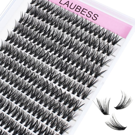 Eyelash Clusters LAUBESS Lash Clusters Individual Lashes Cluster Eyelash Extensions DIY at Home Waterproof Cluster Lashes (40D-C-14-18)