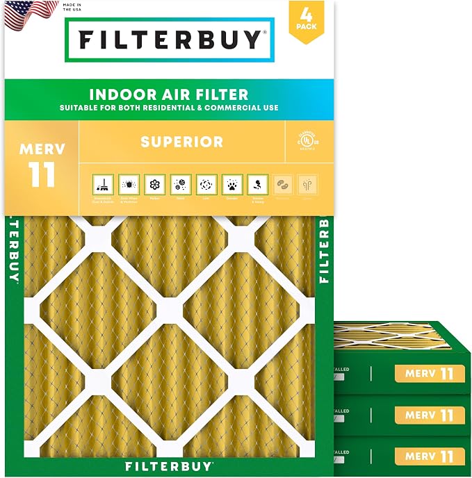 Filterbuy 14x20x2 Air Filter MERV 11 Superior Pet & Allergy Defense,