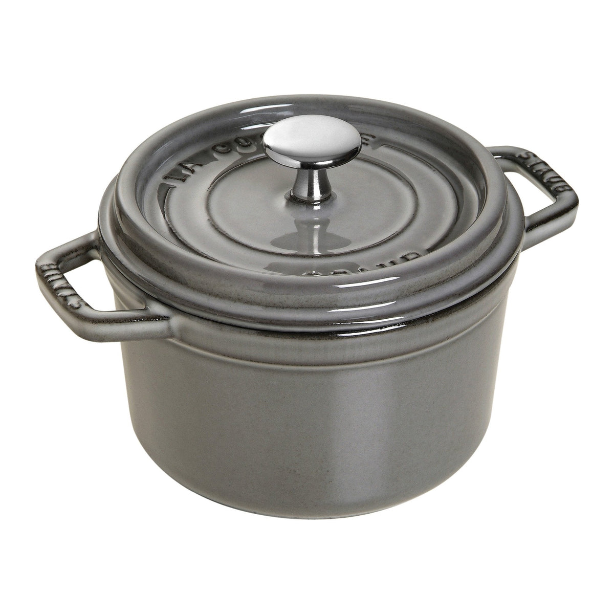STAUB Cast Iron Dutch Oven 0.5-qt Round Cocotte, Made in France, Serves 1, Matte Black