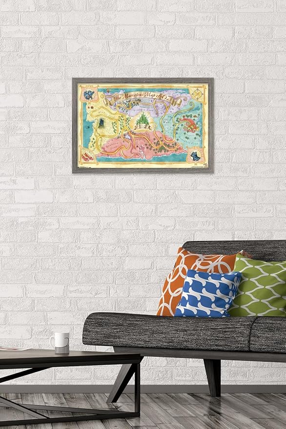 The Wizard Of Oz - Map Wall Poster, 22.4L" x 14.7W", Barnwood Framed Version