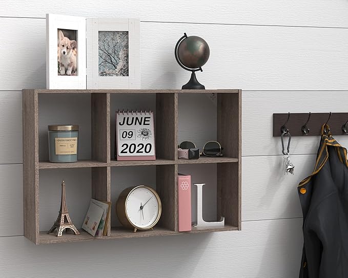 ClosetMaid Mini 6-Cube Desktop or Wall Mount Organizer, Weathered Teak