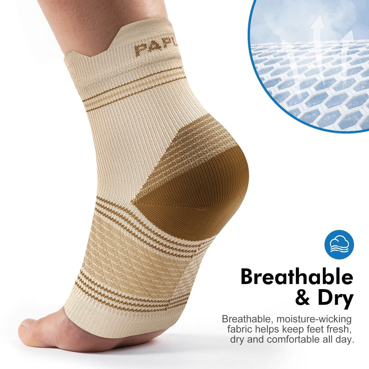 6 Pairs Plantar Fasciitis Socks for Men & Women, Ankle Brace Compression Socks with Arch Support for Achilles Tendonitis, Heel Pain, Swelling & Arthritis Relief, Nude, Large