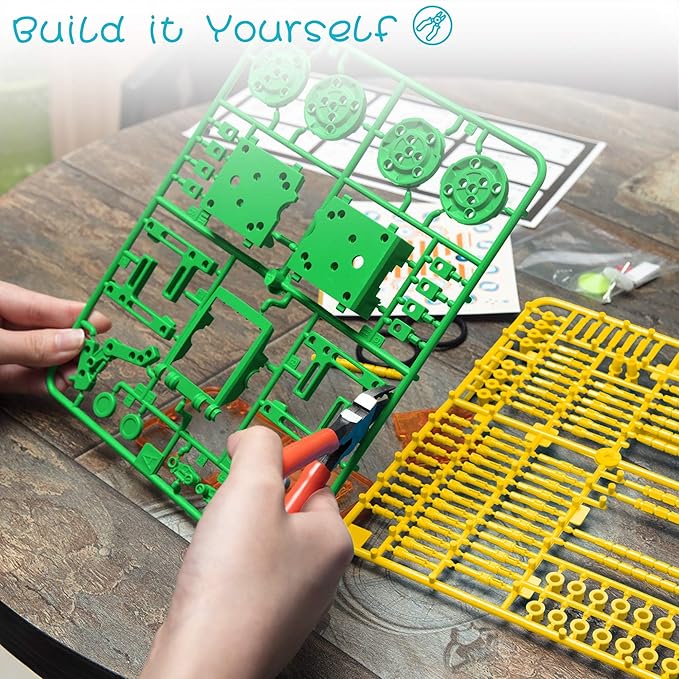 Solar Robot Kit for Kids, 14-in-1 Educational STEM Science Toy, Solar Power Building Kit DIY Assembly Battery Operated Robotic Set for Kids, Teens and Science Lovers(Battery Include) - Green
