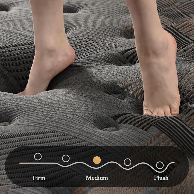King Mattress,10 Inch Hybrid King Size Mattress in a Box and Individual Pocket Springs,Fiberglass Free, Soft and Breathable,Ergonomic Design & Pressure Relief.