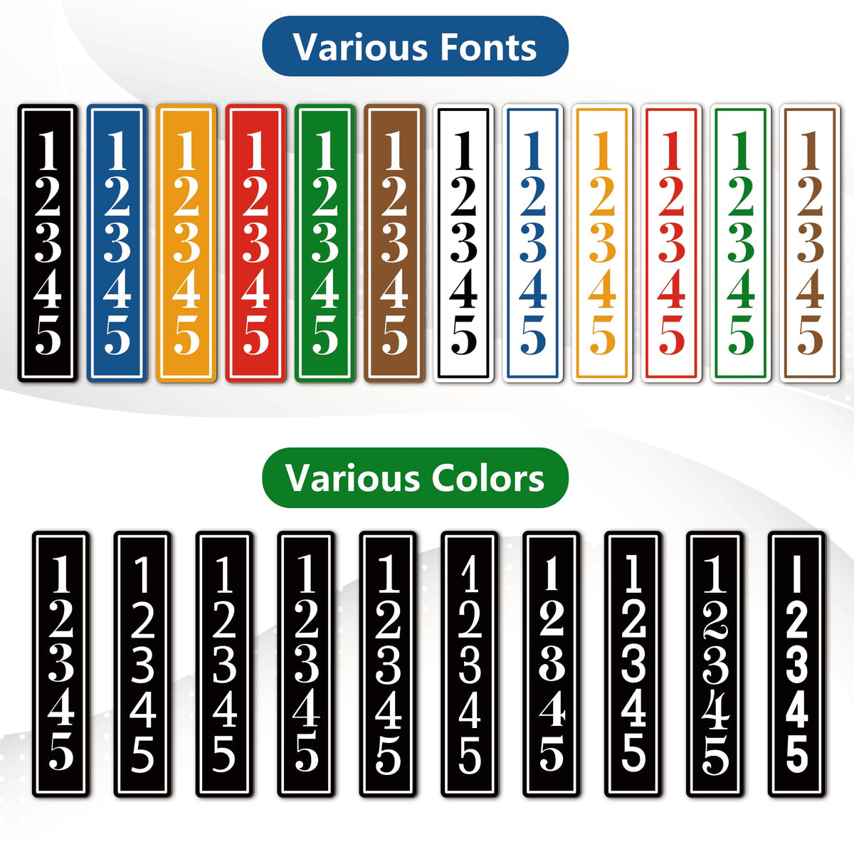Modern House Numbers - Custom Address Sign - Reflective Mailbox Numbers - Mailbox Post Sign - Vertical Address Plaque - House Wall Plaque (C02)