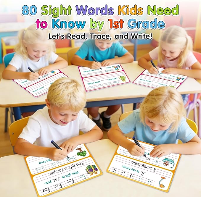 Sight Words Flash Cards Sentence Building for Kids, Handwriting Practice Writing Tracing Phonics Flash Cards,Preschool Kindergarten 1st Grade Learning Activities Homeschool Speech Therapy
