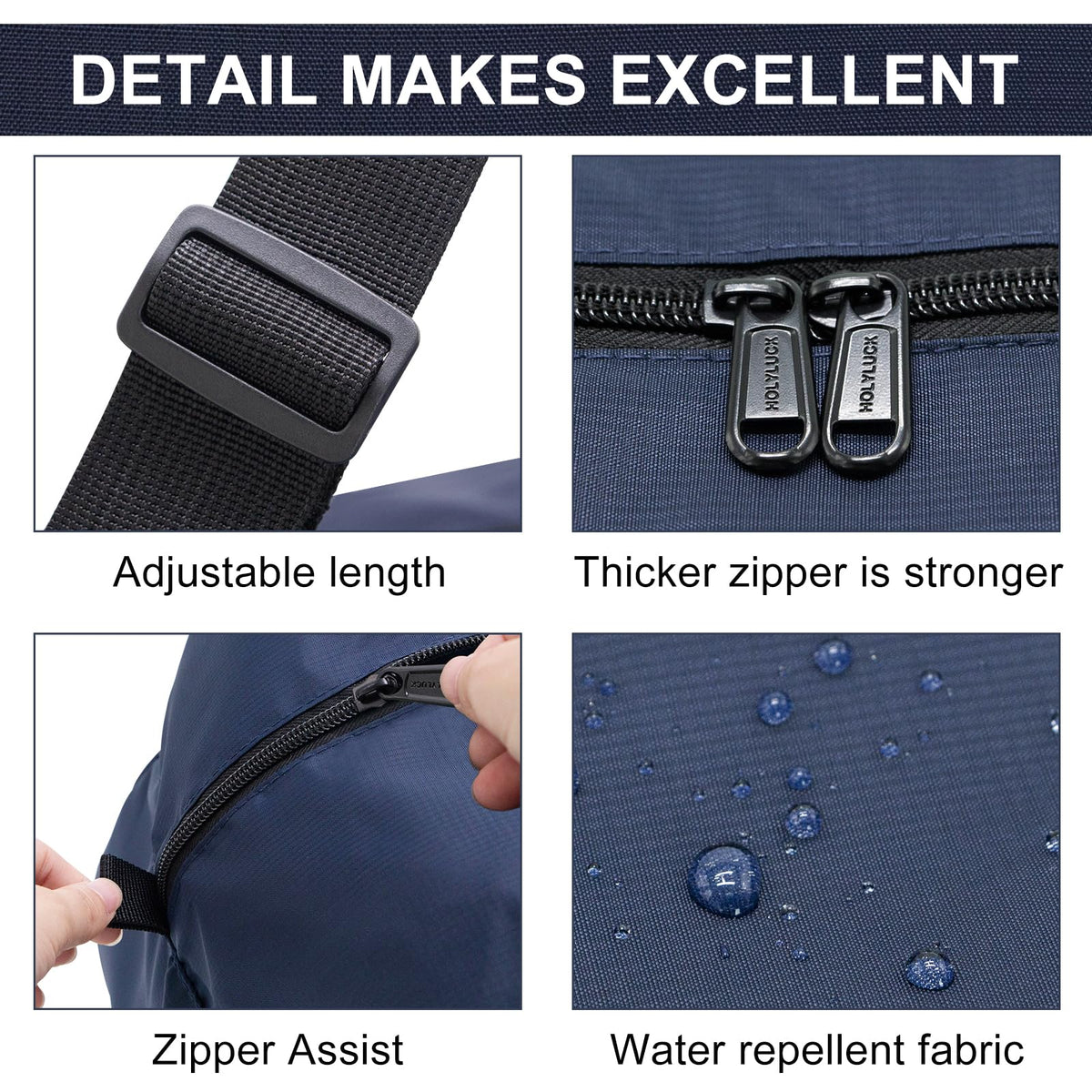 HOLYLUCK Foldable Travel Duffel Bag For Women & Men Luggage Great for Gym - large navy blue