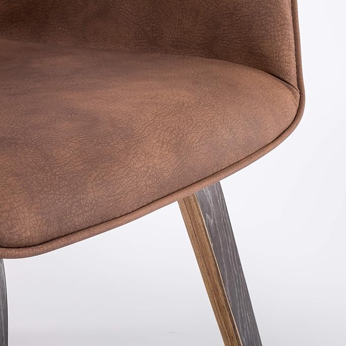 Brown Oak Living Room Chairs Upholstered Accent Chairs Set of 4 (Brown, 4)