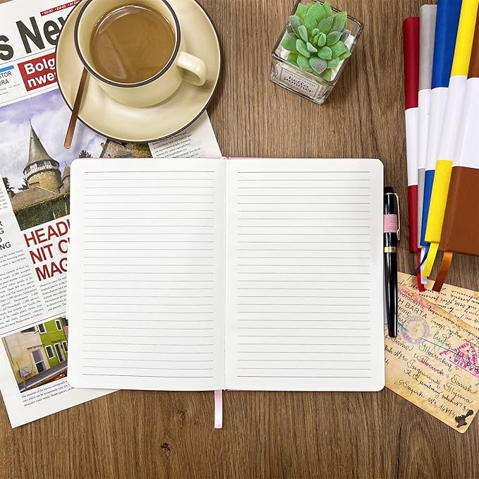 Notebook Journal, College Ruled Notebook Lined A5 160 Pages,Hard Cover Journals for Writing, Notebooks for Work Office School Women Men,5.7 inches x 8.4 inches(Meat Pink)