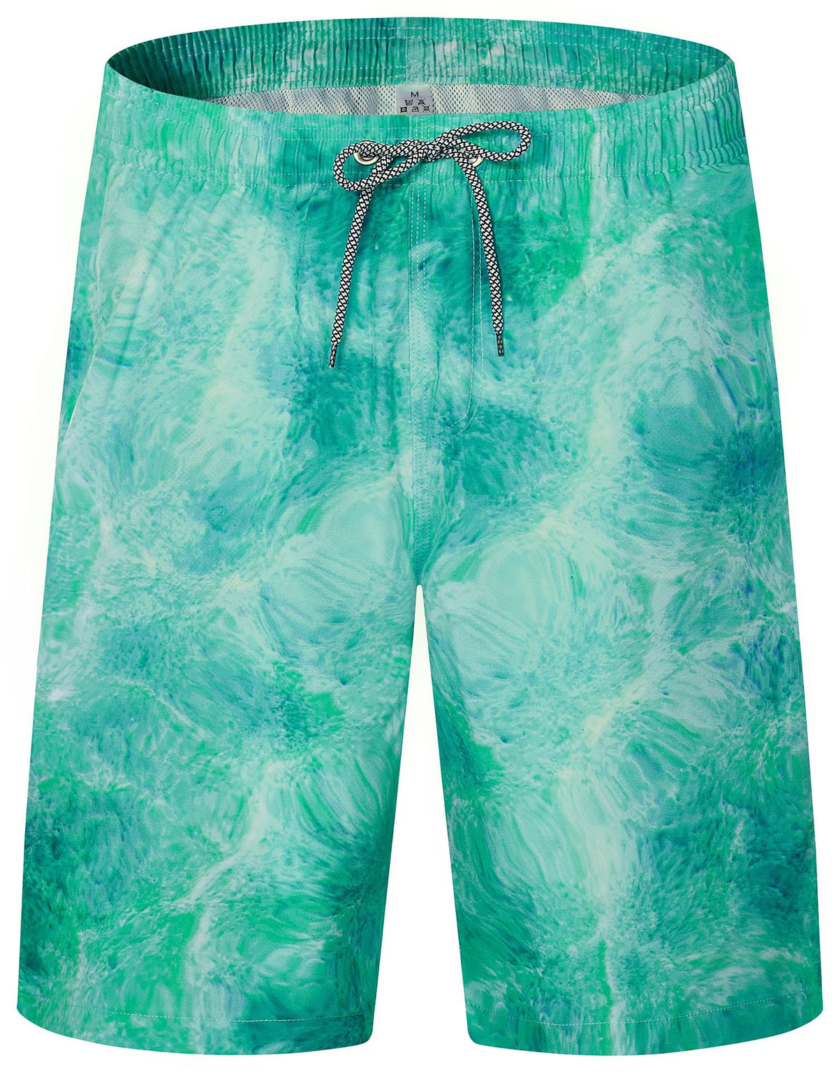 ELETOP Men's Swim Trunks Quick Dry Bathing Suit Swimming Board Shorts Mesh Lining Beach Swimwear Oil Painting Green M