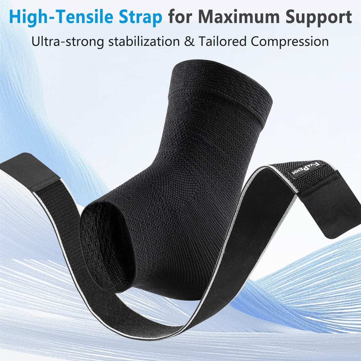 FvaPemm Copper Ankle Brace for Women Men-2 Pack Ankle Sleeve Compression Support for Sprained Ankle, Plantar Fasciitis Relief & Achilles Tendonitis Brace, Sports, Running, Black, XL
