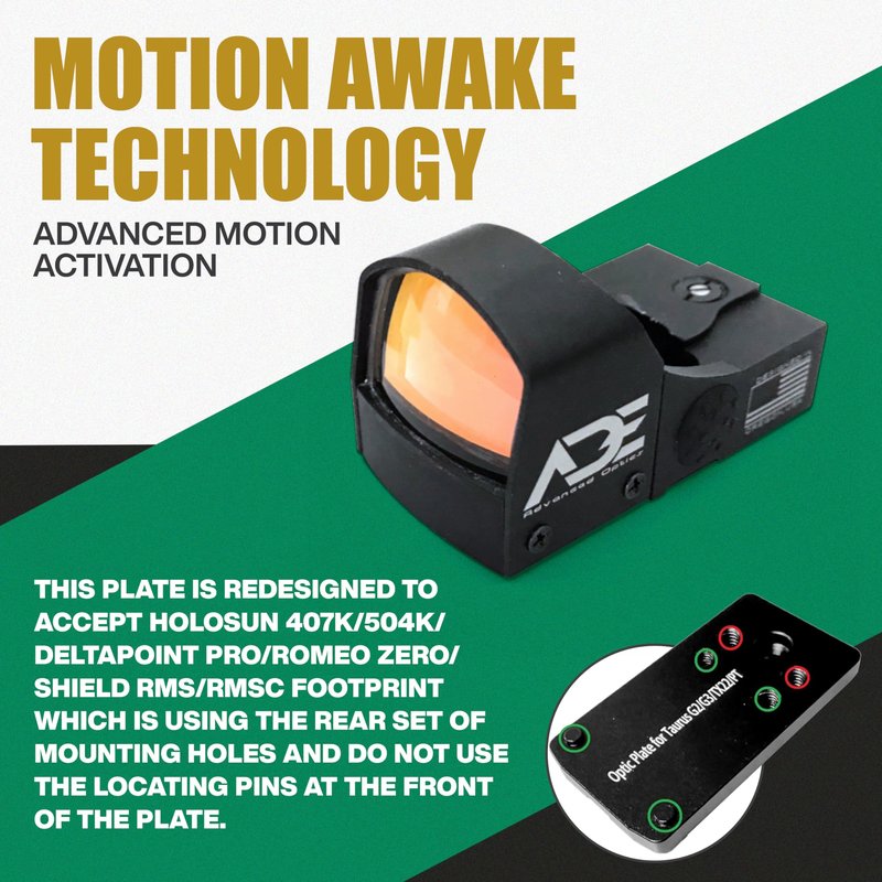 Ade Advanced Optics Crusader RD3-009 Red Dot Reflex Sight + Optic Mounting Plate for Taurus PT111 G2, Millennium G2, G2C, G3 with Original Rear Sight, PT140 G2, PT709, PT740, TX22 + Picatinny Plate