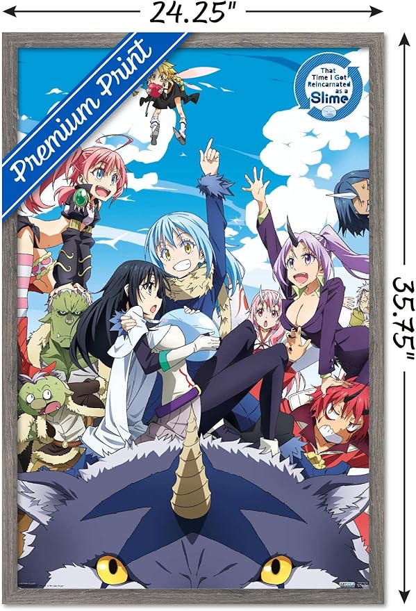 Trends International That Time I Got Reincarnated As A Slime - Group Wall Poster, 22.375" x 34", Barnwood Framed Version