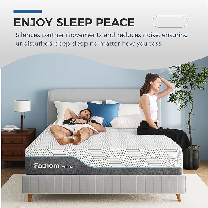 FATHOM Medium King Mattress 14 Inch Memory Foam Mattress King Size Bed in a Box for Back Pain Relief and Cool Sleep with Gel Foam and Removeable Fiberglass Free Cover, CertiPUR-US Certified