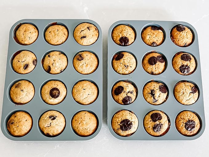 Jenaluca Silicone Cupcake & Muffin Pan Set of 2 | 12-Cup, Non-Stick