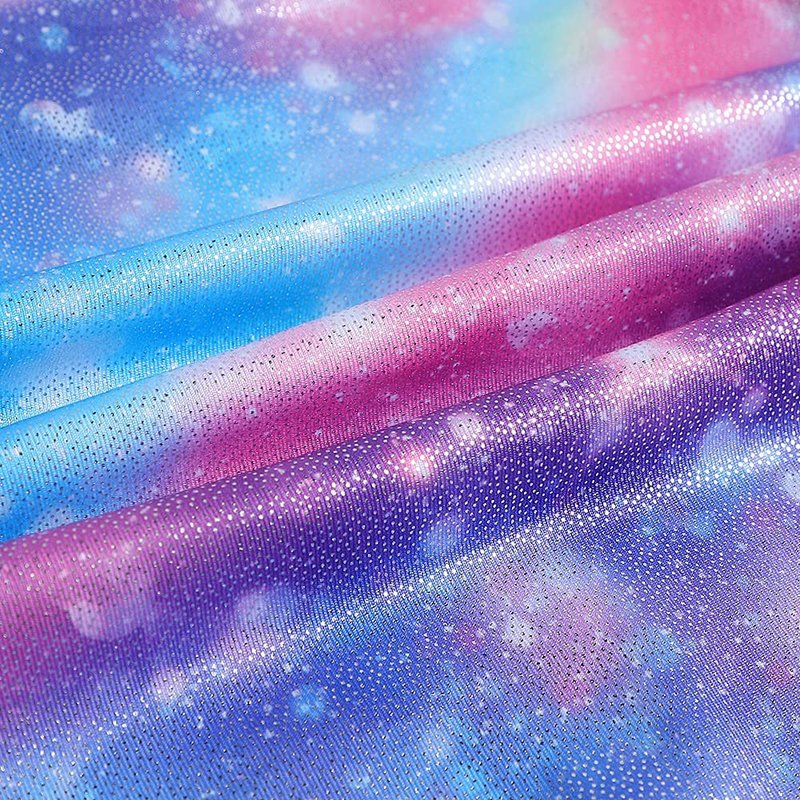 Belovance Leotards for Girls Gymnastics Unicorn Athletic Dance Wear Shiny Rainbow Blue Hotpink (Rainbow Galaxy, 9-10 Years)