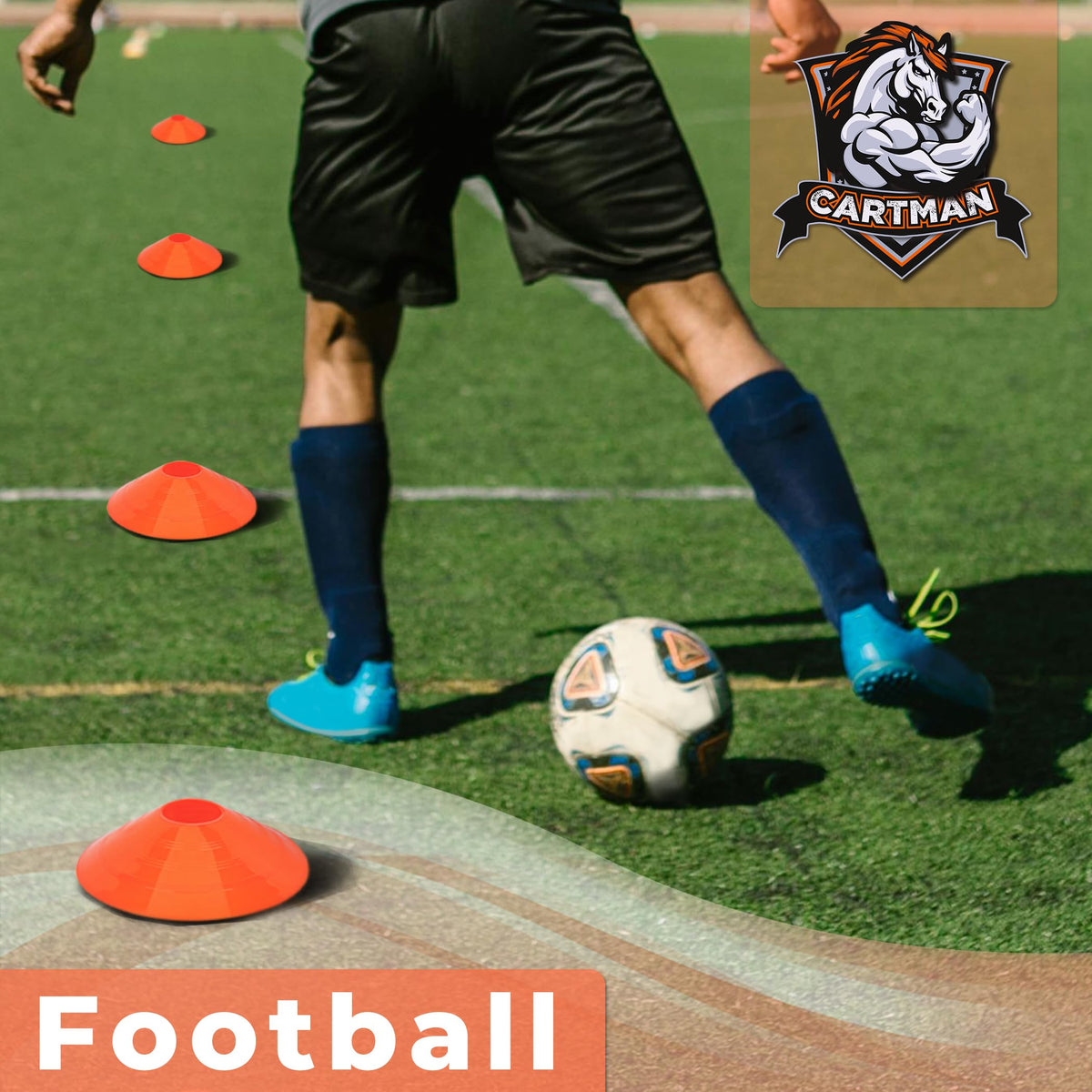CARTMAN 24 Pack Disc Cones Agility Soccer Cones with Carry Bag, Sports Training Cones for Soccer Practice, Skating, Football, Basketball