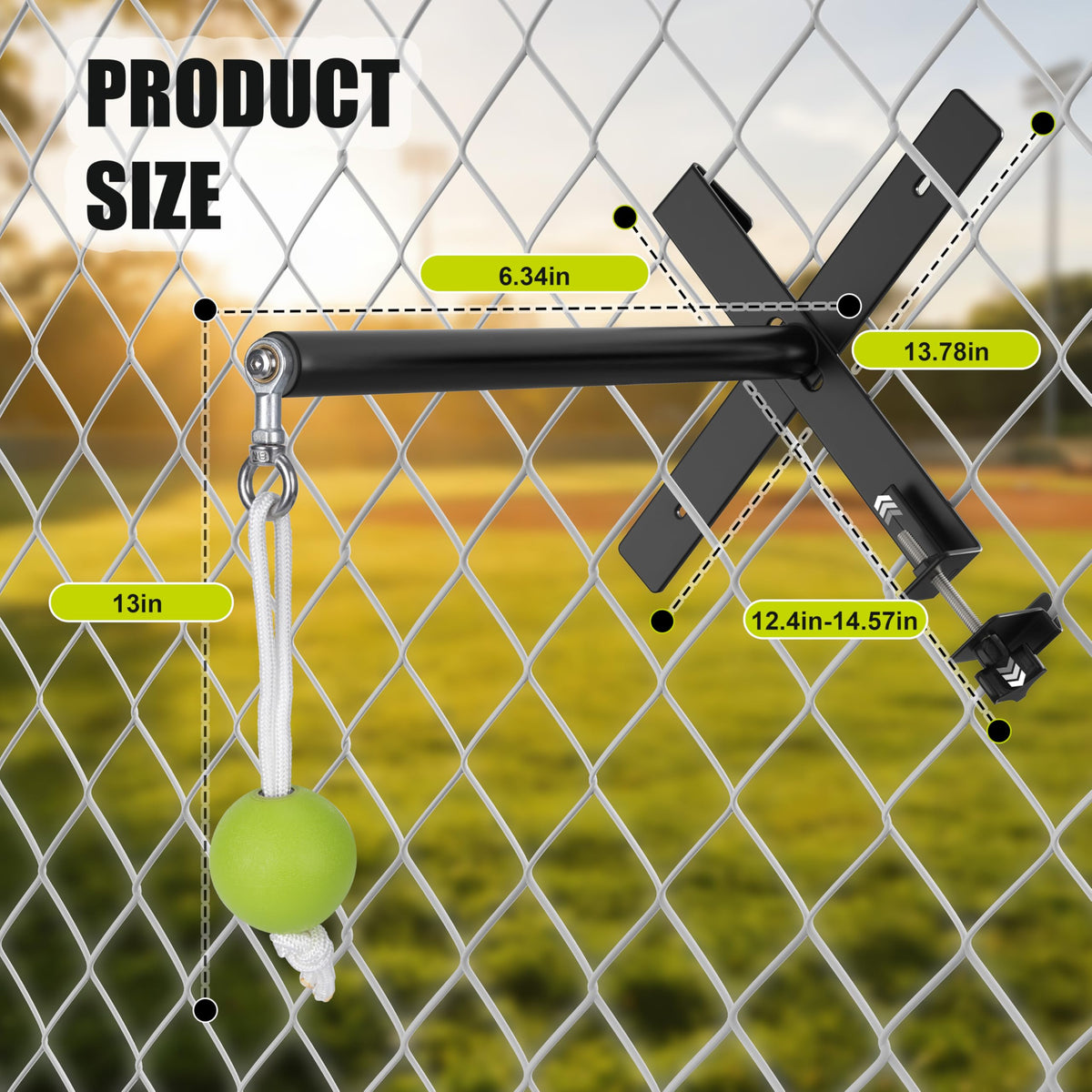 Hikeen Portable Baseball Swing Trainer with Auto Reset Tethered Ball - Baseball/Softball Hitting Trainer for Solo Batting Practice, Easy Fence Mount Setup for All Ages