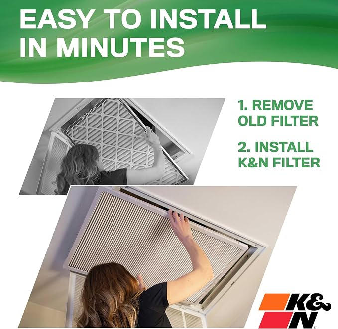 K&N 12X24X1 HVAC Furnace Air Filter, Lasts a Lifetime, Merv 13, the Last HVAC