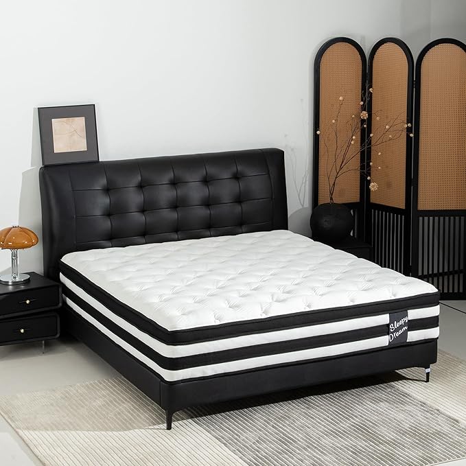 12 Inch Memory Foam Mattress,Queen Size Plush Hybrid Mattress,Cooling Knitted Cover & Pocket Spring,Breathable & Motion Isolating,Pressure Relief, Certified Foams Fabric,Bed in a Box,Tranquilo Core