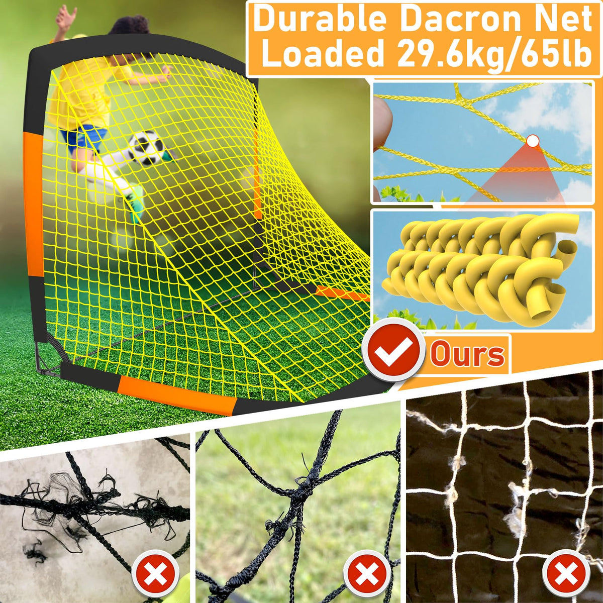 Happy Jump Kids Backyard Soccer Goals 7x5 & 5x3.6 FT, Portable Outdoor Play