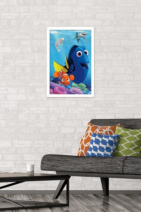 Trends International Disney Pixar Finding Dory - Dory Wall Poster, 14.725" x 22.375", White Framed Version